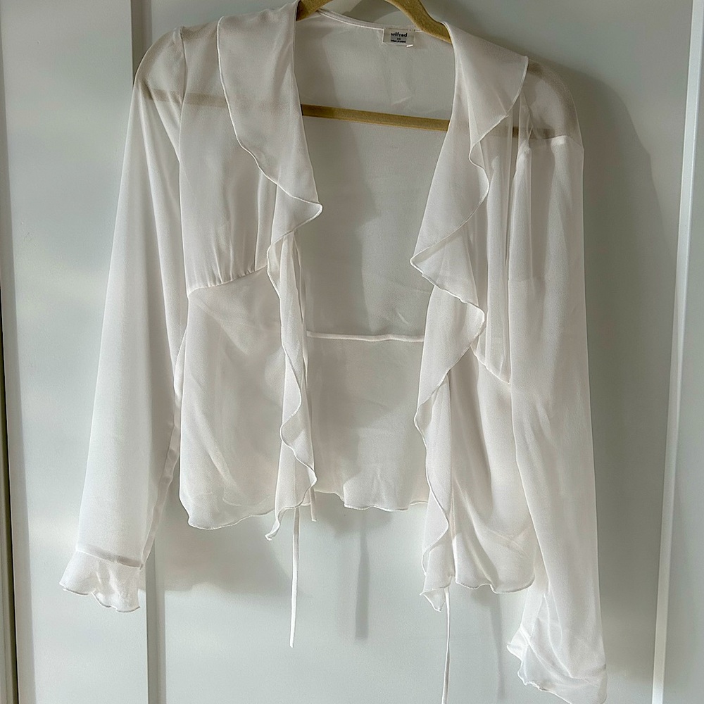 Aritzia Wilfred Frenchy Blouse XS Light Birch - Like New